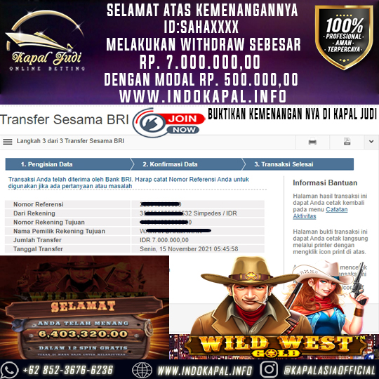 Info Kemenangan Slot Wild West Gold di Kapal Judi Tanggal 15 Nov 2021