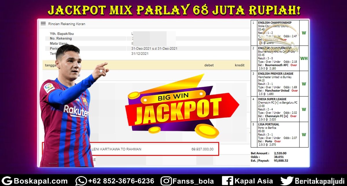 Jackpot Mix Parlay Hingga 68 Juta Rupiah!
