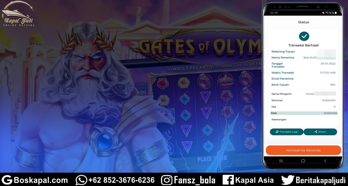 Jackpot Slot Olympus Gate 9 Januari 2022